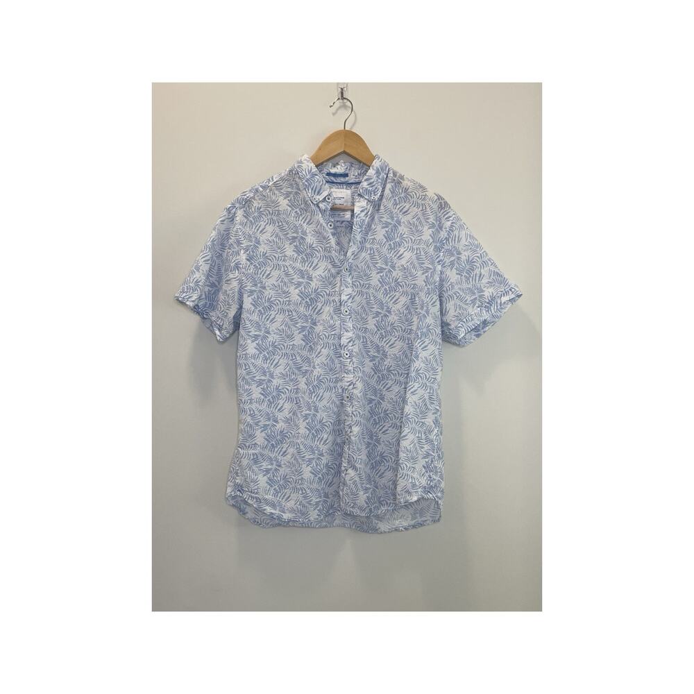 Denim & Flower Ricky Singh Textured Seersucker Shirt Button Up Tropical Prep L
